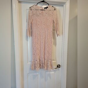 Lulus Lace Dress in Pale Pink Medium